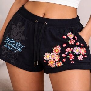 Ed Hardy Women’s Black Graphic Shorts L Don Ed Hardy Designs Y2K Streetwear